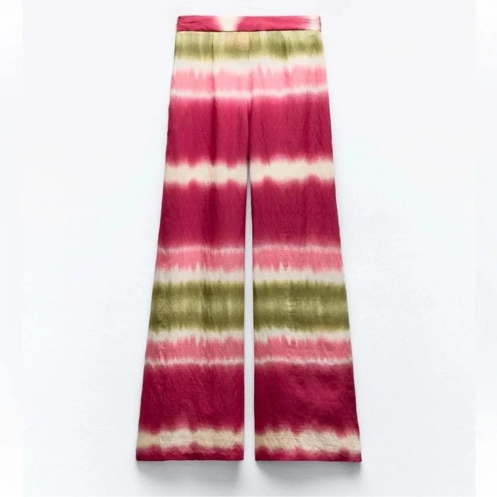 ZARA TIE DYE MULTICOLORED WRAP PANTS - Picture 4 of 6